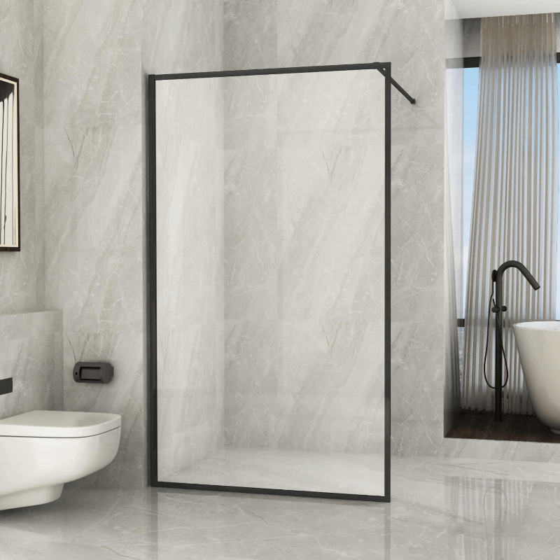 Parete Doccia Walk In H195cm 8mm Framed Profili Neri - Shopbagno.it