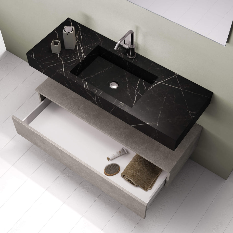 Composizione Bagno 120cm Con Vasca Integrata Cassetto E Specchio