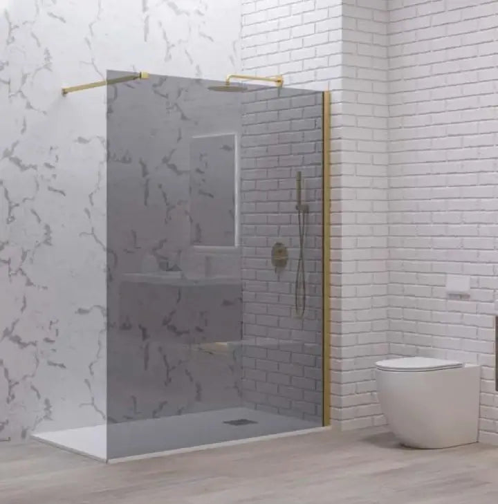 Parete Walkin Fumè 8mm Anticalcare H200 Profili Color Oro - Shopbagno.it