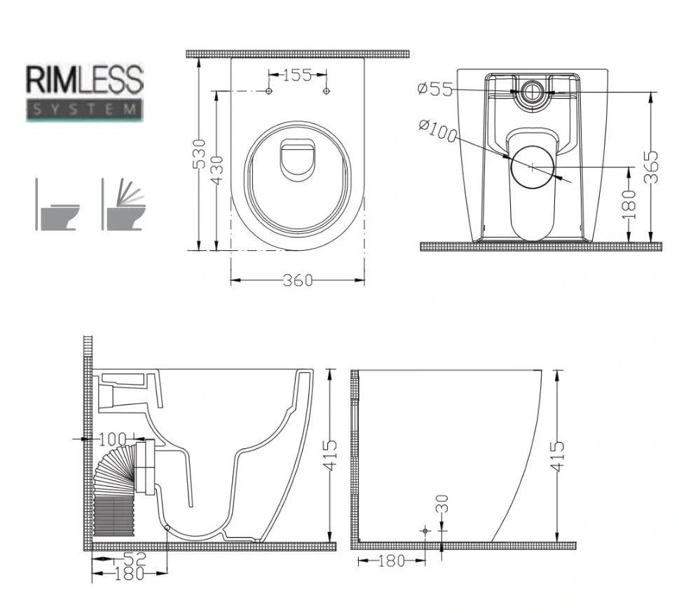 Coppia Sanitari Filo Muro - Karag New Line - Shopbagno.it