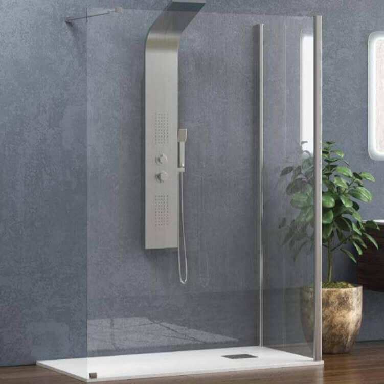 Box Doccia Walk in Profili Cromati H200cm 8mm Anticalcare - Shopbagno.it