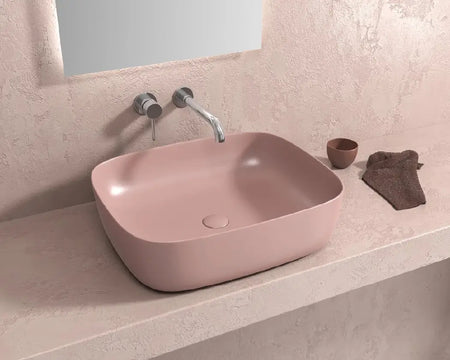 Lavabo Da Appoggio In Ceramica Rosa Opaco - Shopbagno.it