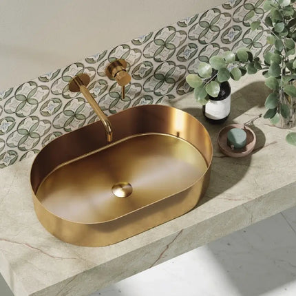 Lavabo Da Appoggio In Acciaio Inox 55x35 - Oro Rosa