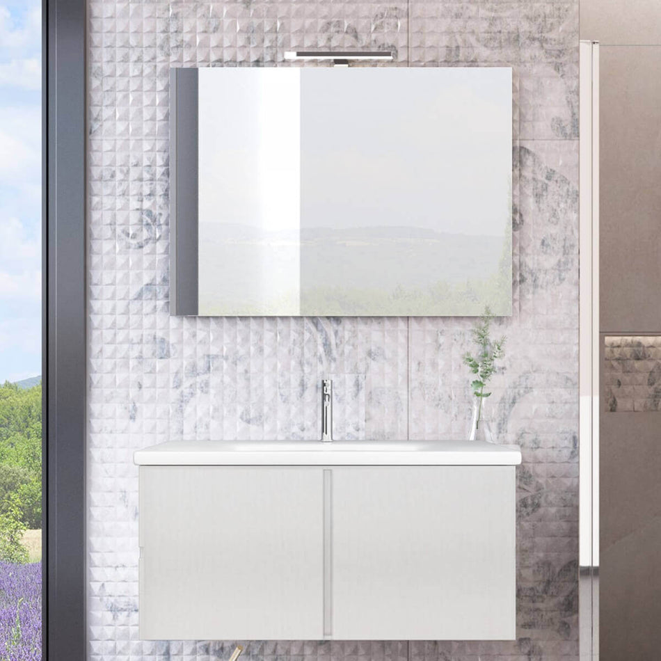 Mobile Bagno Sospeso 80cm Bianco Con Sportelli