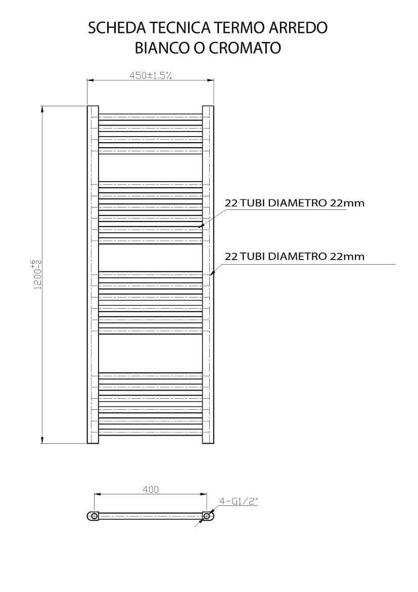 Termoarredo Scaldasalviette Bagno cm 150x45